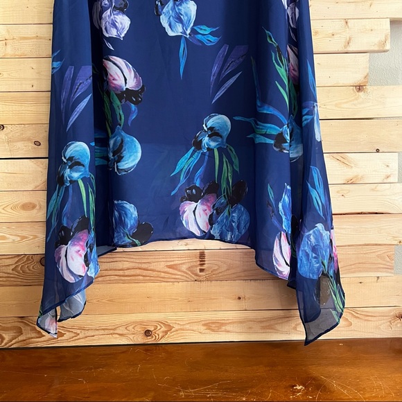 Charlie Charlie Charlotte Blue Multicolor Floral Print Cottagecore dress size L - Picture 8 of 12